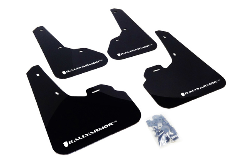Mazda Speed3 Mud Flap Kit - Front + Rear - Rally Armor - UR Series - Black/White - `10-`13